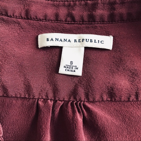 Banana Republic Maroon Silk Long Sleeve Blouse - Picture 3 of 5